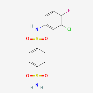 molecular formula C12H10ClFN2O4S2 B11076995 N-(3-chloro-4-fluorophenyl)benzene-1,4-disulfonamide 