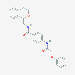 molecular formula C25H24N2O4 B11077000 N-(3,4-dihydro-1H-isochromen-1-ylmethyl)-4-[(phenoxyacetyl)amino]benzamide 