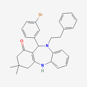 11-(3-bromophenyl)-3,3-dimethyl-10-(2-phenylethyl)-2,3,4,5,10,11-hexahydro-1H-dibenzo[b,e][1,4]diazepin-1-one