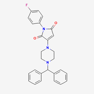 molecular formula C27H24FN3O2 B11077035 3-[4-(diphenylmethyl)piperazin-1-yl]-1-(4-fluorophenyl)-1H-pyrrole-2,5-dione 