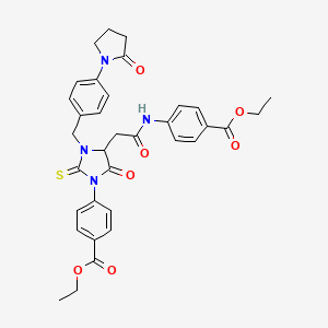 Ethyl 4-{4-(2-{[4-(ethoxycarbonyl)phenyl]amino}-2-oxoethyl)-5-oxo-3-[4-(2-oxopyrrolidin-1-yl)benzyl]-2-thioxoimidazolidin-1-yl}benzoate