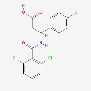 molecular formula C16H12Cl3NO3 B11077073 3-(4-Chlorophenyl)-3-[(2,6-dichlorobenzoyl)amino]propanoic acid 