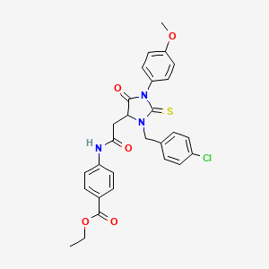 Ethyl 4-({[3-(4-chlorobenzyl)-1-(4-methoxyphenyl)-5-oxo-2-thioxoimidazolidin-4-yl]acetyl}amino)benzoate