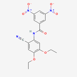 molecular formula C18H16N4O7 B11077097 N-(2-cyano-4,5-diethoxyphenyl)-3,5-dinitrobenzamide 