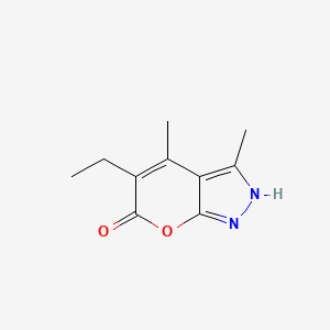 molecular formula C10H12N2O2 B11077102 5-Ethyl-3,4-dimethylpyrano[2,3-c]pyrazol-6(1H)-one 