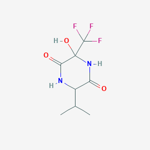 molecular formula C8H11F3N2O3 B11077106 Piperazine-2,5-dione, 3-hydroxy-6-isopropyl-3-trifluoromethyl- 