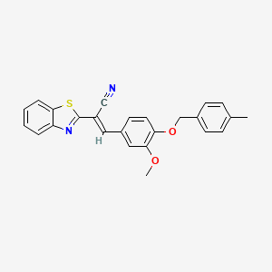 molecular formula C25H20N2O2S B11077143 (2E)-2-(1,3-benzothiazol-2-yl)-3-{3-methoxy-4-[(4-methylbenzyl)oxy]phenyl}prop-2-enenitrile 