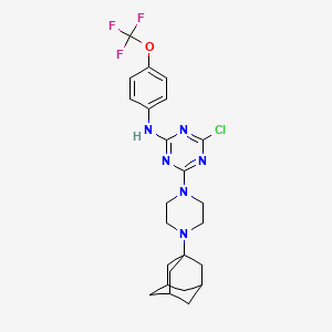 molecular formula C24H28ClF3N6O B11077145 N-{4-[4-(1-Adamantyl)piperazino]-6-chloro-1,3,5-triazin-2-YL}-N-[4-(trifluoromethoxy)phenyl]amine 