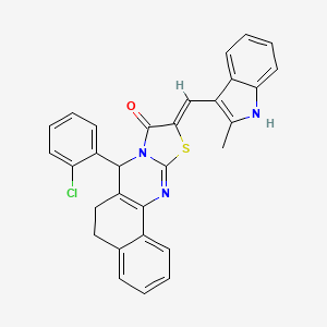 molecular formula C30H22ClN3OS B11077152 (10Z)-7-(2-chlorophenyl)-10-[(2-methyl-1H-indol-3-yl)methylidene]-5,7-dihydro-6H-benzo[h][1,3]thiazolo[2,3-b]quinazolin-9(10H)-one 