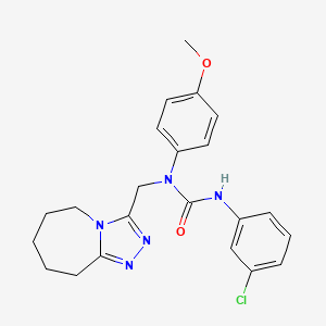 molecular formula C22H24ClN5O2 B11077155 3-(3-chlorophenyl)-1-(4-methoxyphenyl)-1-(6,7,8,9-tetrahydro-5H-[1,2,4]triazolo[4,3-a]azepin-3-ylmethyl)urea 