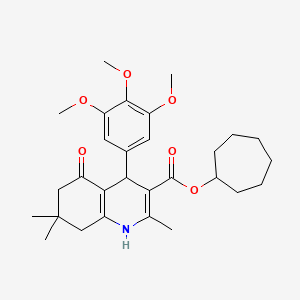 molecular formula C29H39NO6 B11077161 Cycloheptyl 2,7,7-trimethyl-5-oxo-4-(3,4,5-trimethoxyphenyl)-1,4,5,6,7,8-hexahydroquinoline-3-carboxylate 