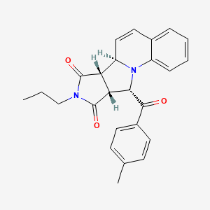 molecular formula C25H24N2O3 B11077170 (10R,11S,15R,16S)-16-(4-methylbenzoyl)-13-propyl-1,13-diazatetracyclo[8.6.0.02,7.011,15]hexadeca-2,4,6,8-tetraene-12,14-dione 