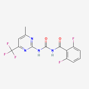 molecular formula C14H9F5N4O2 B11077199 2,6-difluoro-N-{[4-methyl-6-(trifluoromethyl)pyrimidin-2-yl]carbamoyl}benzamide 