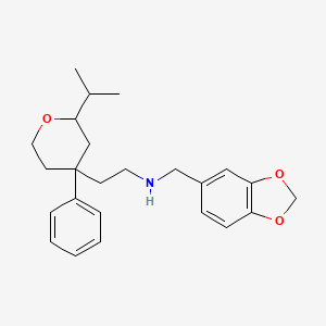 molecular formula C24H31NO3 B11077203 (Benzo[1,3]dioxol-5-ylmethyl)[2-(2-isopropyl-4-phenyltetrahydropyran-4-yl)ethyl]amine 