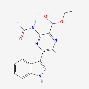 molecular formula C18H18N4O3 B11077253 ethyl 3-(acetylamino)-5-(1H-indol-3-yl)-6-methylpyrazine-2-carboxylate 