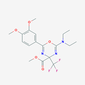 molecular formula C18H22F3N3O5 B11077258 methyl 2-(diethylamino)-6-(3,4-dimethoxyphenyl)-4-(trifluoromethyl)-4H-1,3,5-oxadiazine-4-carboxylate 