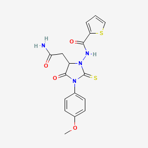 molecular formula C17H16N4O4S2 B11077273 N-[5-(2-amino-2-oxoethyl)-3-(4-methoxyphenyl)-4-oxo-2-thioxoimidazolidin-1-yl]thiophene-2-carboxamide 