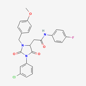 2-[1-(3-chlorophenyl)-3-(4-methoxybenzyl)-2,5-dioxoimidazolidin-4-yl]-N-(4-fluorophenyl)acetamide