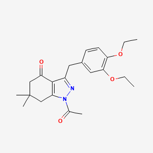 1-acetyl-3-(3,4-diethoxybenzyl)-6,6-dimethyl-1,5,6,7-tetrahydro-4H-indazol-4-one