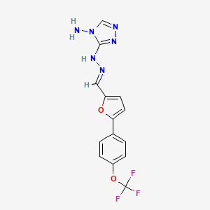 3-[(2E)-2-({5-[4-(trifluoromethoxy)phenyl]furan-2-yl}methylidene)hydrazinyl]-4H-1,2,4-triazol-4-amine