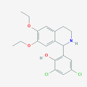 molecular formula C19H21Cl2NO3 B11077309 2,4-Dichloro-6-(6,7-diethoxy-1,2,3,4-tetrahydroisoquinolin-1-yl)phenol 