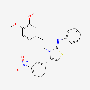 N-[(2Z)-3-[2-(3,4-dimethoxyphenyl)ethyl]-4-(3-nitrophenyl)-1,3-thiazol-2(3H)-ylidene]aniline