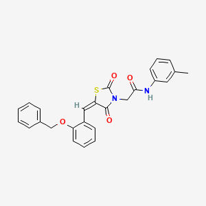 molecular formula C26H22N2O4S B11077320 2-{(5E)-5-[2-(benzyloxy)benzylidene]-2,4-dioxo-1,3-thiazolidin-3-yl}-N-(3-methylphenyl)acetamide 