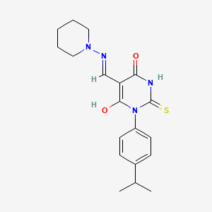 (5E)-5-[(piperidin-1-ylamino)methylidene]-1-[4-(propan-2-yl)phenyl]-2-thioxodihydropyrimidine-4,6(1H,5H)-dione