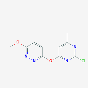 molecular formula C10H9ClN4O2 B11077366 3-[(2-Chloro-6-methylpyrimidin-4-yl)oxy]-6-methoxypyridazine 