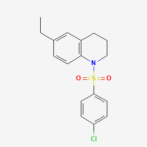 molecular formula C17H18ClNO2S B11077385 1-[(4-Chlorophenyl)sulfonyl]-6-ethyl-1,2,3,4-tetrahydroquinoline 