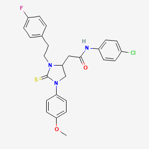 N-(4-Chlorophenyl)-2-{3-[2-(4-fluorophenyl)ethyl]-1-(4-methoxyphenyl)-2-sulfanylideneimidazolidin-4-YL}acetamide