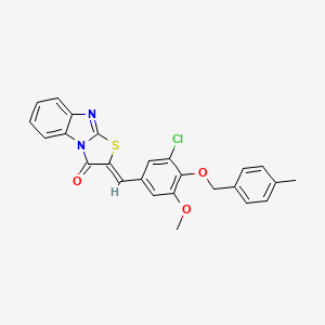 molecular formula C25H19ClN2O3S B11077420 (2Z)-2-{3-chloro-5-methoxy-4-[(4-methylbenzyl)oxy]benzylidene}[1,3]thiazolo[3,2-a]benzimidazol-3(2H)-one 