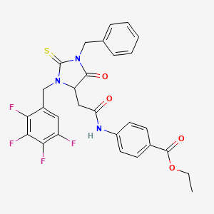 Ethyl 4-({[1-benzyl-5-oxo-3-(2,3,4,5-tetrafluorobenzyl)-2-thioxoimidazolidin-4-yl]acetyl}amino)benzoate