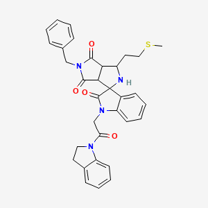 molecular formula C33H32N4O4S B11077449 5'-Benzyl-1-[2-(2,3-dihydro-1H-indol-1-YL)-2-oxoethyl]-3'-[2-(methylthio)ethyl]-3A',6A'-dihydro-2'H-spiro[indole-3,1'-pyrrolo[3,4-C]pyrrole]-2,4',6'(1H,3'H,5'H)-trione 