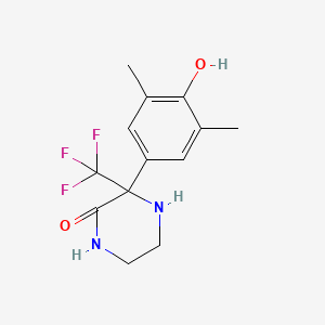 molecular formula C13H15F3N2O2 B11077476 3-(4-Hydroxy-3,5-dimethylphenyl)-3-(trifluoromethyl)piperazin-2-one 