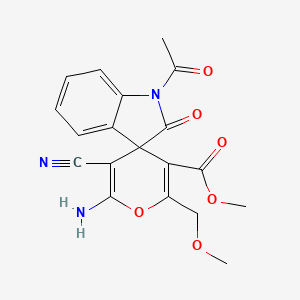 Methyl 1-acetyl-6'-amino-5'-cyano-2'-(methoxymethyl)-2-oxo-1,2-dihydrospiro[indole-3,4'-pyran]-3'-carboxylate