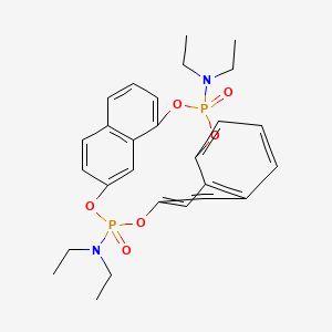 molecular formula C28H32N2O6P2 B11077520 N,N,N',N'-tetraethyl-4,6-(ethanediylidene)-10,12-ethenodibenzo[d,m][1,3,8,10,2,9]tetraoxadiphosphacyclotetradecine-8,17-diamine 8,17-dioxide 