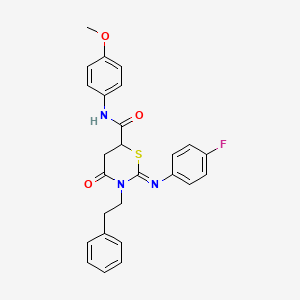 (2Z)-2-[(4-fluorophenyl)imino]-N-(4-methoxyphenyl)-4-oxo-3-(2-phenylethyl)-1,3-thiazinane-6-carboxamide