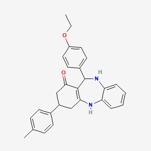 molecular formula C28H28N2O2 B11077533 11-(4-ethoxyphenyl)-3-(4-methylphenyl)-2,3,4,5,10,11-hexahydro-1H-dibenzo[b,e][1,4]diazepin-1-one 