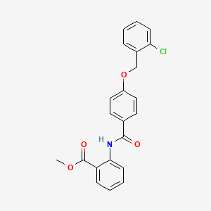 molecular formula C22H18ClNO4 B11077541 Methyl 2-[({4-[(2-chlorobenzyl)oxy]phenyl}carbonyl)amino]benzoate 