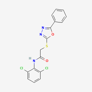 molecular formula C16H11Cl2N3O2S B11077557 N-(2,6-dichlorophenyl)-2-[(5-phenyl-1,3,4-oxadiazol-2-yl)sulfanyl]acetamide 