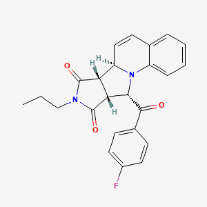 molecular formula C24H21FN2O3 B11077569 (10R,11S,15R,16S)-16-(4-fluorobenzoyl)-13-propyl-1,13-diazatetracyclo[8.6.0.02,7.011,15]hexadeca-2,4,6,8-tetraene-12,14-dione 