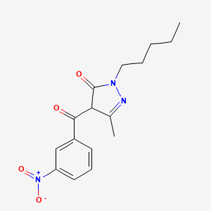 molecular formula C16H19N3O4 B11077589 5-methyl-4-[(3-nitrophenyl)carbonyl]-2-pentyl-2,4-dihydro-3H-pyrazol-3-one 