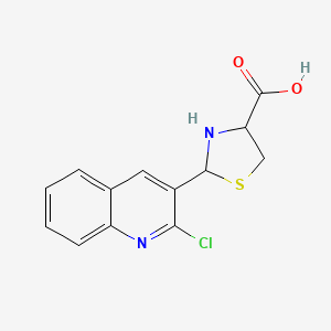 molecular formula C13H11ClN2O2S B11077606 2-(2-Chloro-3-quinolyl)-1,3-thiazolane-4-carboxylic acid 