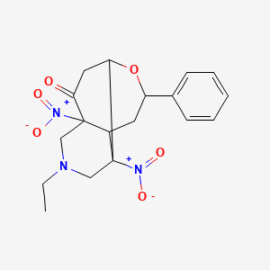 molecular formula C18H21N3O6 B11077628 7-ethyl-5,8a-dinitro-3-phenyloctahydro-1H-1,5-ethanopyrano[3,4-c]pyridin-9-one 