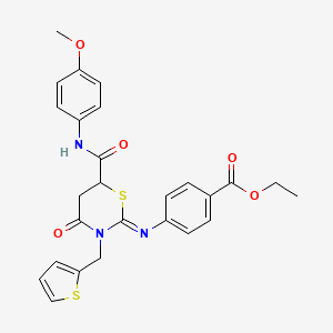 ethyl 4-{[(2Z)-6-[(4-methoxyphenyl)carbamoyl]-4-oxo-3-(thiophen-2-ylmethyl)-1,3-thiazinan-2-ylidene]amino}benzoate