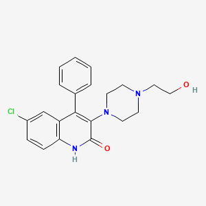 molecular formula C21H22ClN3O2 B11077659 6-chloro-3-[4-(2-hydroxyethyl)piperazin-1-yl]-4-phenylquinolin-2(1H)-one 