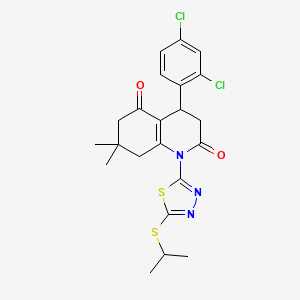 4-(2,4-dichlorophenyl)-7,7-dimethyl-1-[5-(propan-2-ylsulfanyl)-1,3,4-thiadiazol-2-yl]-4,6,7,8-tetrahydroquinoline-2,5(1H,3H)-dione