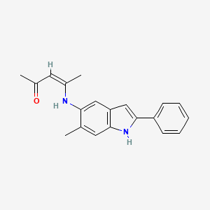 molecular formula C20H20N2O B11077719 (3Z)-4-[(6-methyl-2-phenyl-1H-indol-5-yl)amino]pent-3-en-2-one 