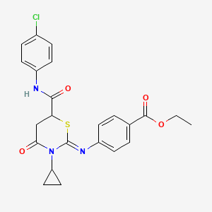 molecular formula C23H22ClN3O4S B11077726 ethyl 4-({(2Z)-6-[(4-chlorophenyl)carbamoyl]-3-cyclopropyl-4-oxo-1,3-thiazinan-2-ylidene}amino)benzoate 